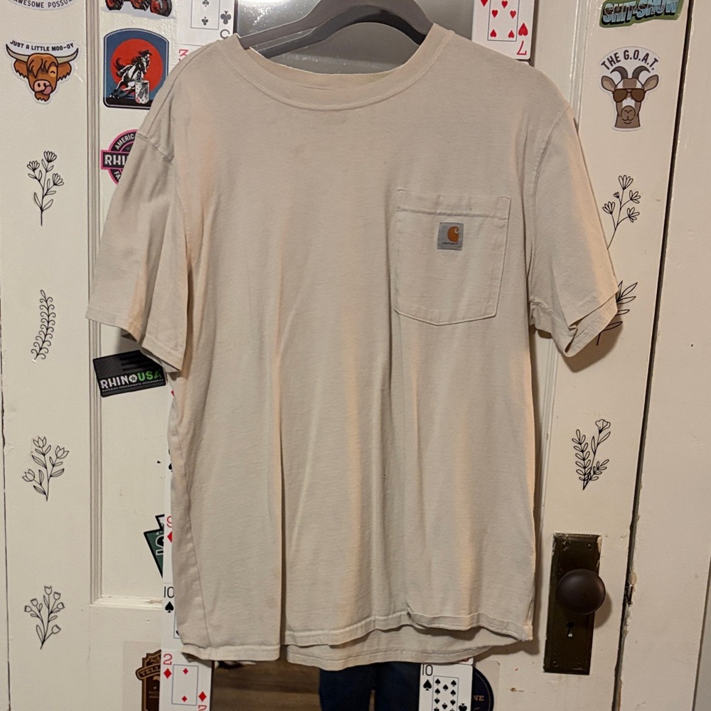 Carhartt Men's Beige Short Sleeve Pocket Tee